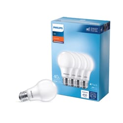 Philips A19 E26 (Medium) LED Bulb Daylight 40 Watt Equivalence 4 pk