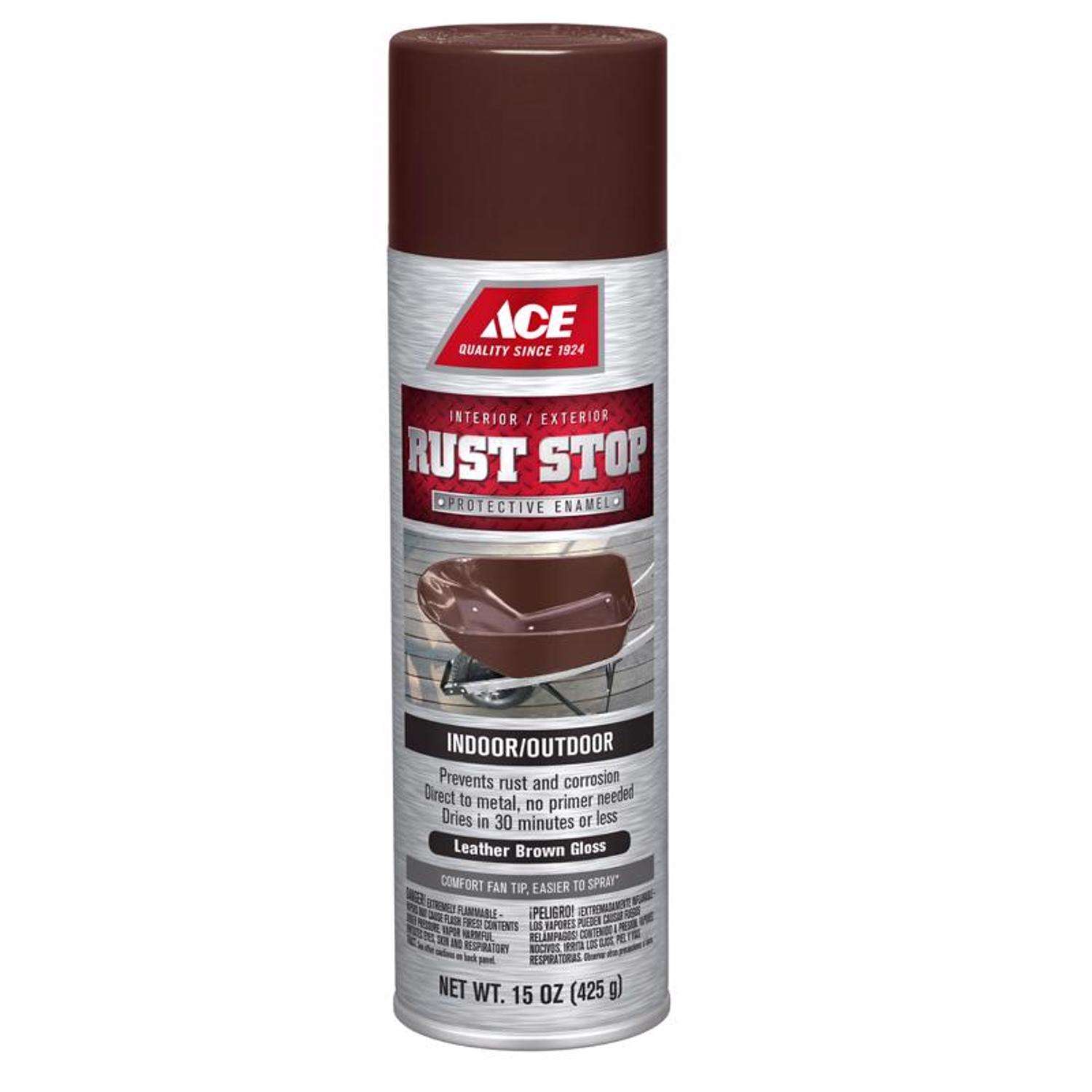 Ace Rust Stop Gloss Leather Brown Protective Enamel Spray Paint 15 oz Mfr I00015A07 Ace Hardware