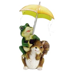 Alpine Multicolored Polyresin 13 in. H Frog and Squirrel Statue