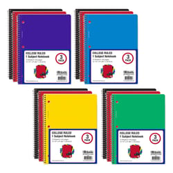 Bazic Products 8 in. W X 10.5 in. L College Ruled Spiral Assorted Notebook