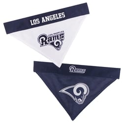 Pets First Navy/White Los Angeles Rams Cotton/Nylon Dog Collar Bandana Large/X-Large