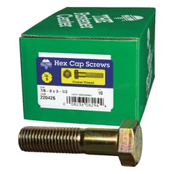 HILLMAN 7/8-9 in. D X 3-1/2 in. L Heat Treated Steel Hex Head Cap Screw 10 pk