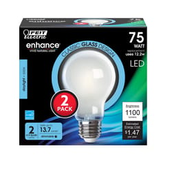 Feit Enhance A19 E26 (Medium) Filament LED Bulb Daylight 75 Watt Equivalence 2 pk