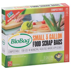 BioBag 3 gal Food Scrap Bags Flat Top 25 pk 0.64 mil
