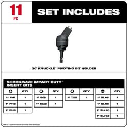 Milwaukee Shockwave Assorted 1 in. L Elbow Screwdriver Bit Set Steel 11 pc