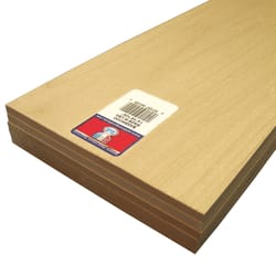 Midwest Products 1/4 in. X 6 in. W X 2 ft. L Basswood Sheet #2/BTR Premium Grade