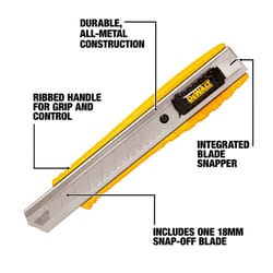 DeWalt 6-1/4 in. Sliding Snap-Off Utility Knife Black/Yellow 1 pk