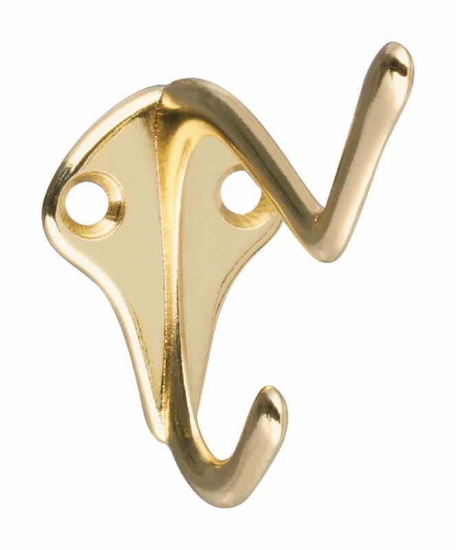 National Hardware Bright Brass Zinc 3 in. L Coat/Hat Hook 1 pk Ace