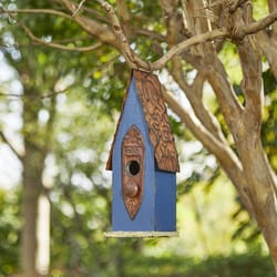 Glitzhome 13.25 in. H X 4.25 in. W Metal and Wood Bird House