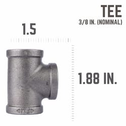 STZ Industries 3/8 in. FIP each X 3/8 in. D FIP 3/8 in. D FIP Black Malleable Iron Tee