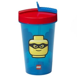 LEGO 17 oz Iconic Emoticon Blue/Red Tumbler Lid and Straw