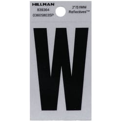 Hillman 2 in. Reflective Black Vinyl  Self-Adhesive Letter W 1 pc