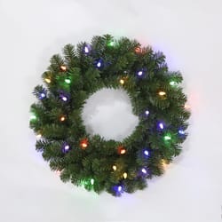 Celebrations 24 in. D LED Prelit Multicolored LED and Multi-Function Northern Pine Wreath