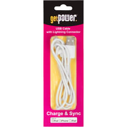 GetPower 3 ft. L Lightning to USB Cables 1 pk