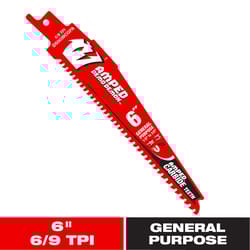 Diablo Demo Demon Amped 6 in. Carbide Tipped General Purpose Reciprocating Saw Blade 6/9 TPI 1 pk