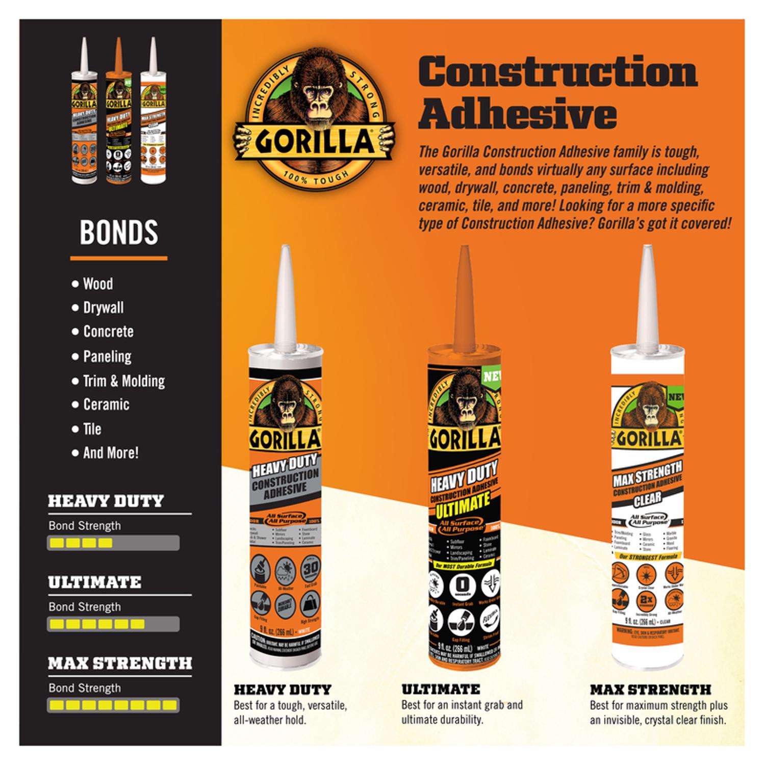 Gorilla Heavy Duty Construction Adhesive - Shop Adhesives & Tape at H-E-B