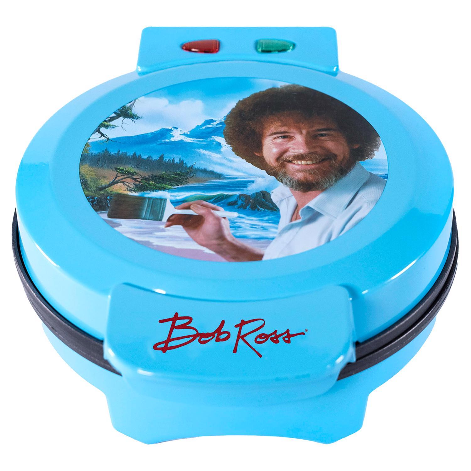 Uncanny Brands Bob Ross 1 waffle Blue Aluminum Waffle Maker Sansujyuku sansujyuku.com