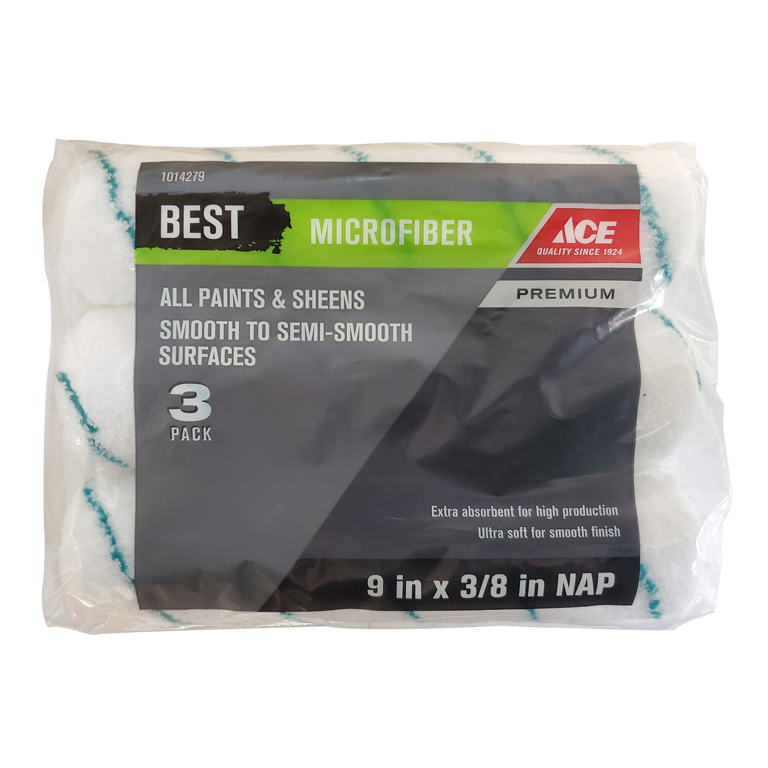 Ace Best Microfiber 9 in. W X 3/8 in. Paint Roller Cover 3 pk