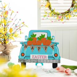 Glitzhome Easter Happy Truck Table Decor MDF/Iron/Linen 1 pc