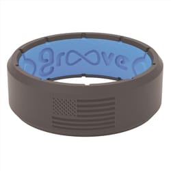 Groove Life Men's Edge America Round Blue/Gray Ring Silicone Water Resistant Size 10