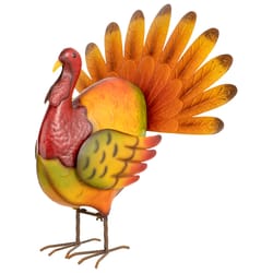 Glitzhome 22 in. Thanksgiving Metal Turkey Yard Decor