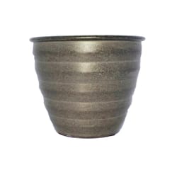 Robert Allen Ironstone 8 in. D Metal Woodsdale Planter Cappuccino