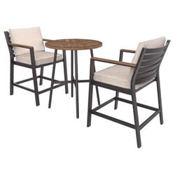 Living Accents Nightingale 3 pc Black Steel Dining Set Gray