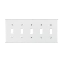 Leviton White 5 gang Plastic Toggle Wall Plate 1 pk