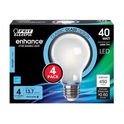 Feit Enhance A19 E26 (Medium) LED Bulb Daylight 40 Watt Equivalence 4 pk