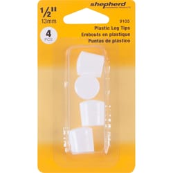 Shepherd Hardware Plastic Leg Tip White Round 1/2 in. W X 1/2 in. L 4 pk