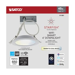 Satco Starfish Matte White 4 in. W Plastic LED Smart-Enabled Canless Recessed Downlight Kit 10 W