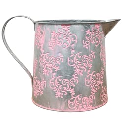 Eve's Garden 14 in. H X 7.5 in. W X 9 in. D Ceramic Ornamental Watering Can Pink/Silver