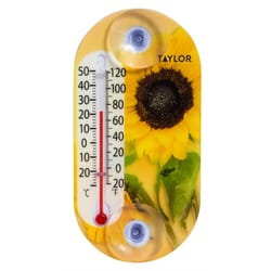 Taylor Sunflower Tube Thermometer Plastic Multicolored 4 in.