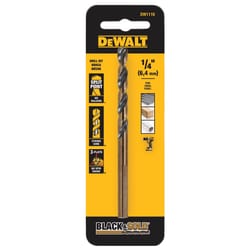 DeWalt Black & Gold 1/4 in. X 4 in. L High Speed Steel Split Point Drill Bit Round Shank 1 pc