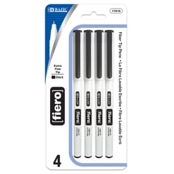 Bazic Products Fiero Black Fiber Tip Pen 4 pk