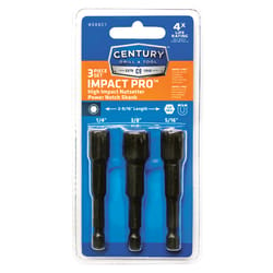 Century Drill & Tool Impact Pro 1/4 in. X 2-9/16 in. L High Speed Steel Magnetic Nut Setter Set 3 pc