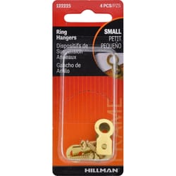 HILLMAN Brass-Plated Small Ring Hanger 1 lb 4 pk