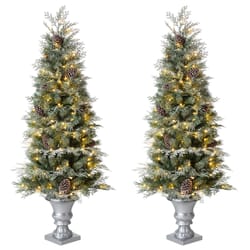 Glitzhome 5 ft. Slim LED 180 ct Pinecones Porch Bush