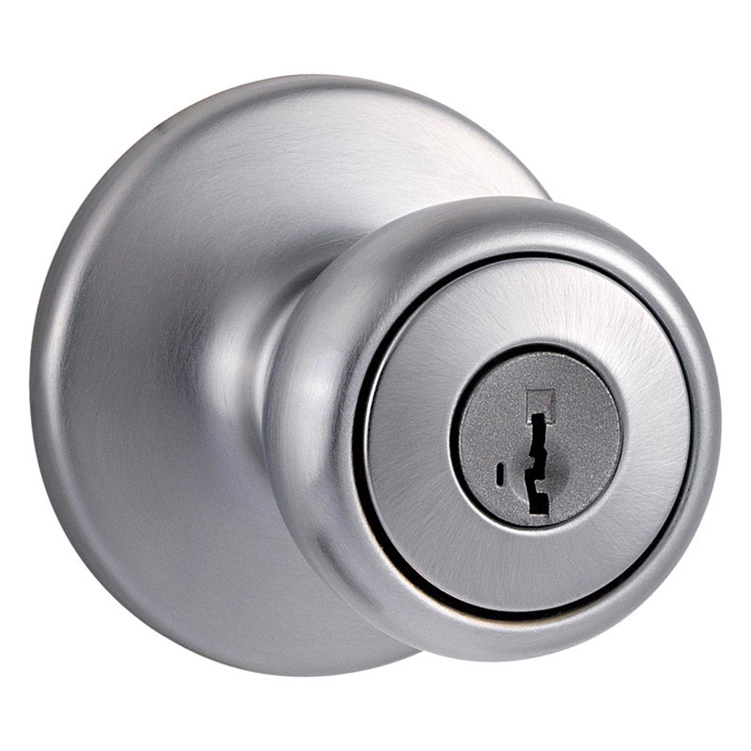 Kwikset SmartKey Tylo Smart Key Satin Chrome Entry Door Knob 1-3/4 in.