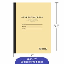 Bazic Products 8.5 in. W X 7 in. L Wide Ruled Stitched White Manila Cover Composition Book