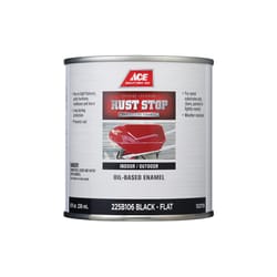 Ace Rust Stop Indoor / Outdoor Flat Black Oil-Based Enamel Rust Preventative Paint 1/2 pt