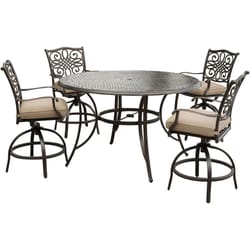 Hanover Traditions 5 pc Bronze Aluminum Traditional High Dining Set Tan