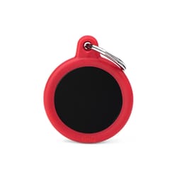 MyFamily Hushtag Black/Red Circle Aluminum Dog Pet Tags Medium