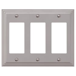 Amerelle Steps Satin Nickel Gray 3 gang Zinc Decorator Wall Plate 1 pk