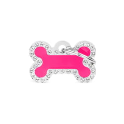 MyFamily Glam Pink Bone Strass Metal Dog Pet Tags Small