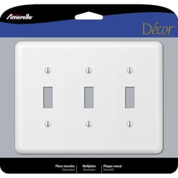 Amerelle Devon White 3 gang Stamped Steel Toggle Wall Plate 1 pk