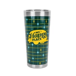 Camco Life is Better at the Campsite 20 oz Green BPA Free Wrapped Insulated Tumbler with Travel Lid