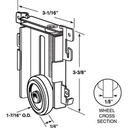 Prime-Line 1-3/8 in. D X 1/4 in. L Mill Plastic/Steel Mirror Door Bottom Roller 1 pk
