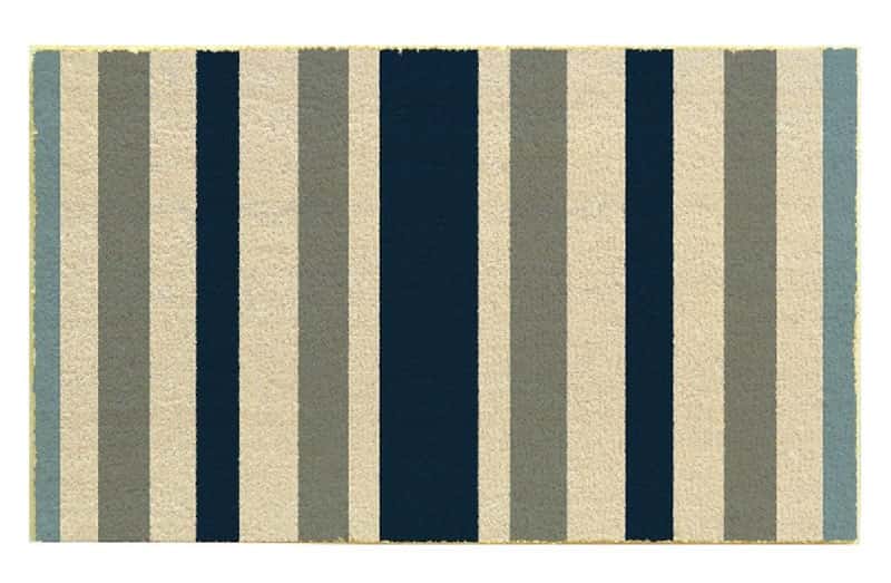 J & M Home Fashions 30 in. L X 18 in. W Blue Stripes Coir Door Mat