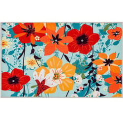 Olivia's Home 22 in. W X 32 in. L Multi-Color Wildflower Garden on Teal Polyester Accent Rug